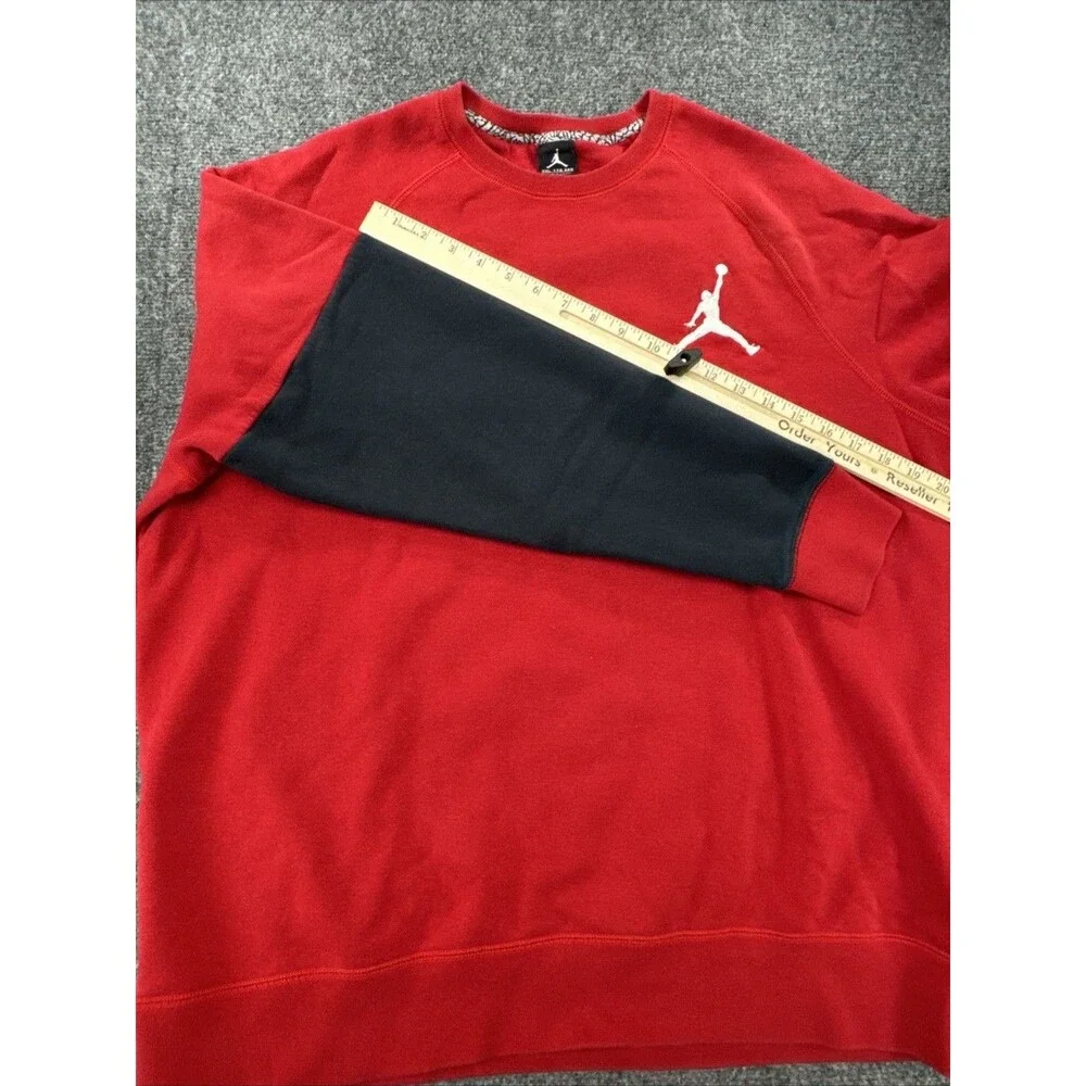 Jordan Jumpman Fleece Crewneck Men’s 2XL Red Black Embroidered EUC